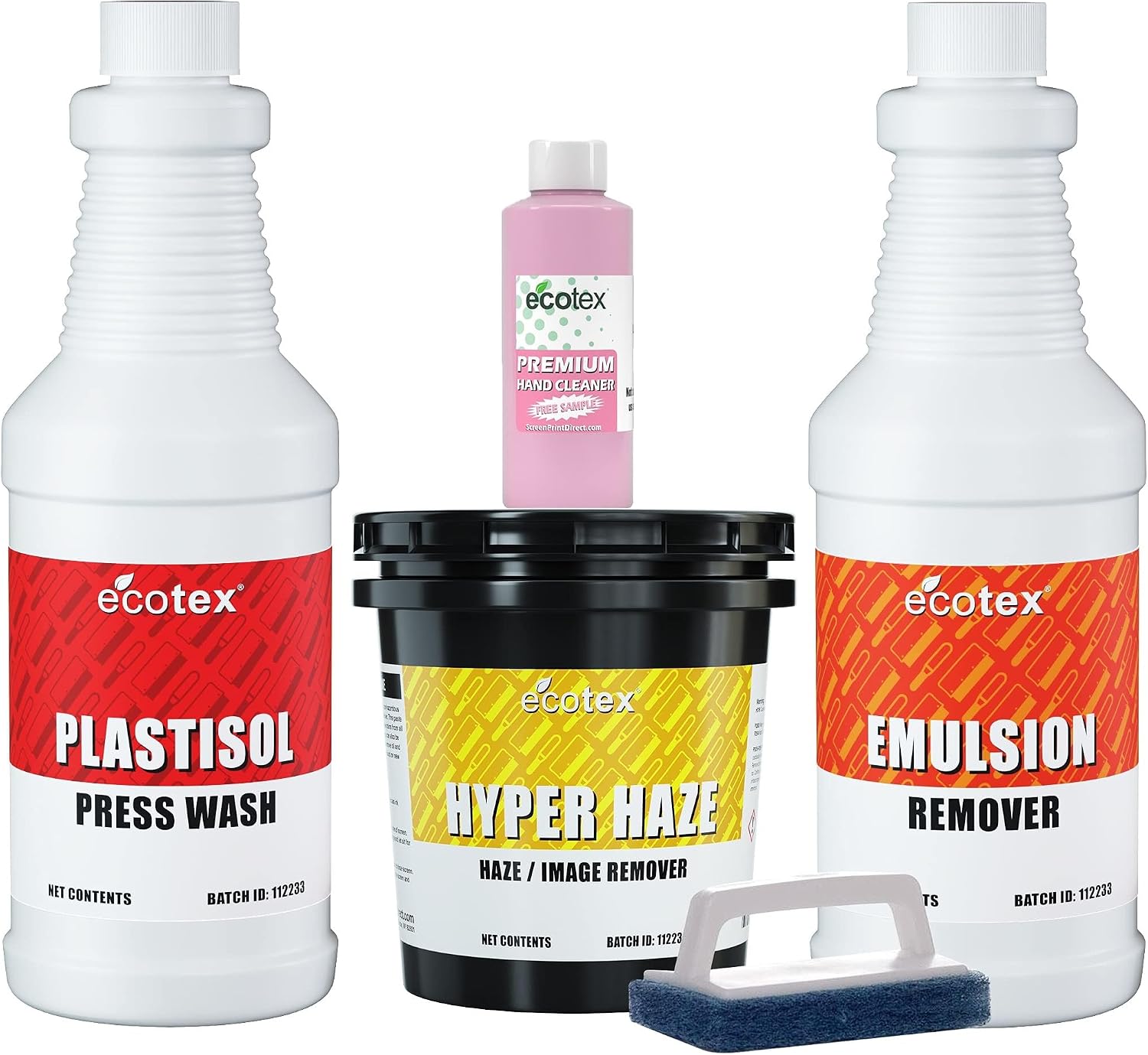 Ecotex Screen Printing Cleaning Kit - Press Wash, Emulsion & Haze Remover | Includes 1 Pt Plastisol Press Wash, 1 Pt