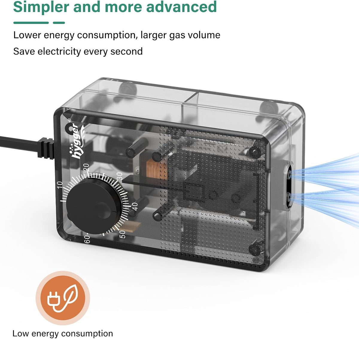 See-Through Air Pump for 60-100 Gallon Fish Tank: Adjustable Oxygen Pump,Silent Powerful Aerator Pump 2.5W 2 Air