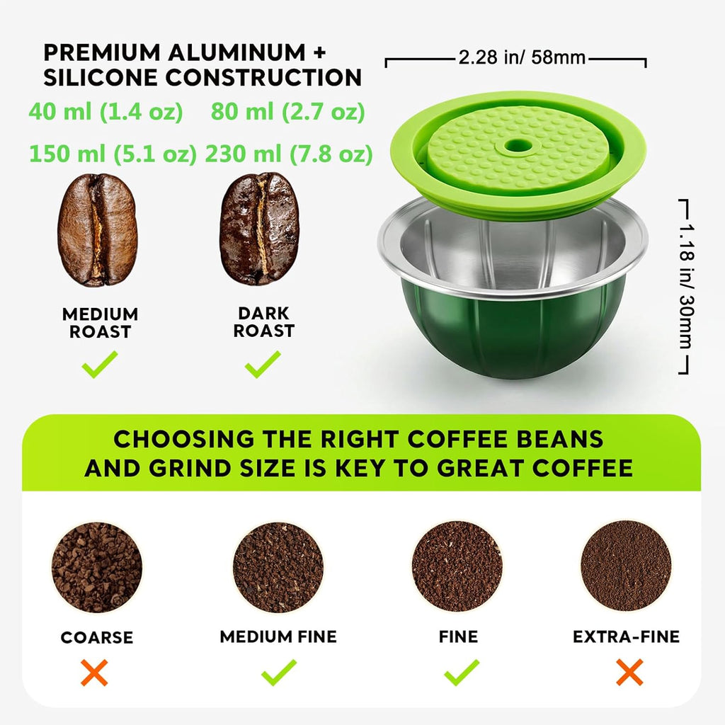 4 Pack Reusable Coffee Capsules Compatible with Nespress Vertuo Plus/Next