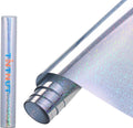 Silver Glitter Metallic HTV Vinyl Roll,12"x6ft Iron on Vinyl | Chrome foil HTV,easy cut & weed,stretch washable,works