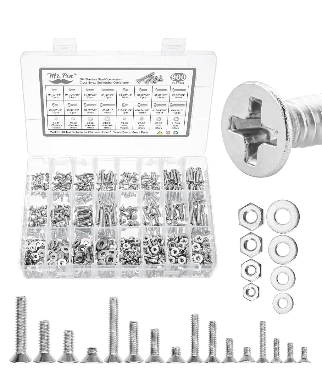 Nuts and Bolts Assortment Kit, 900 pcs, Stainless Steel