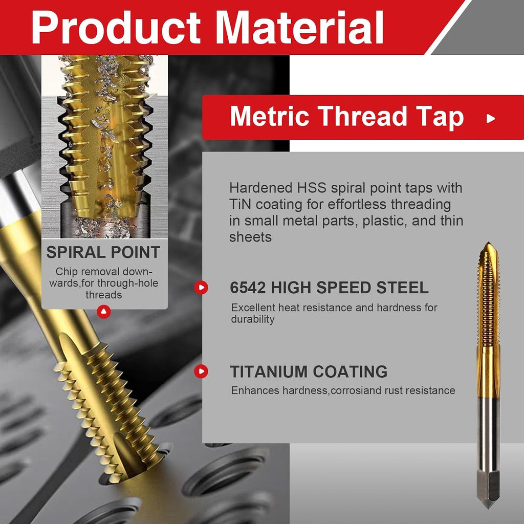 M3x0.5 Tap and 2.5mm Drill Bit Set, HSS M2 Taps and M35 Cobalt Drill Bits