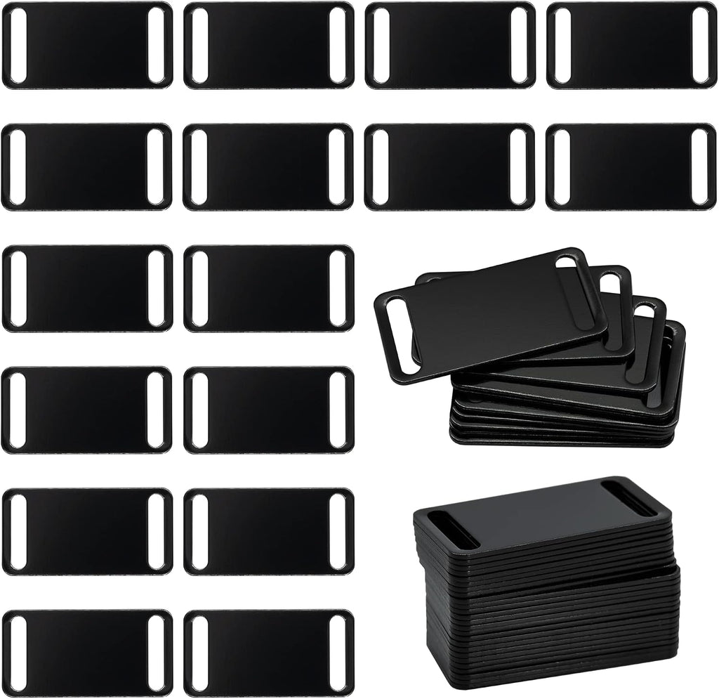 Aluminum Engraving Blanks Tags Stamping Blanks Tags Blank Dog Tag Pet ID Tag 25 Pieces (Black)