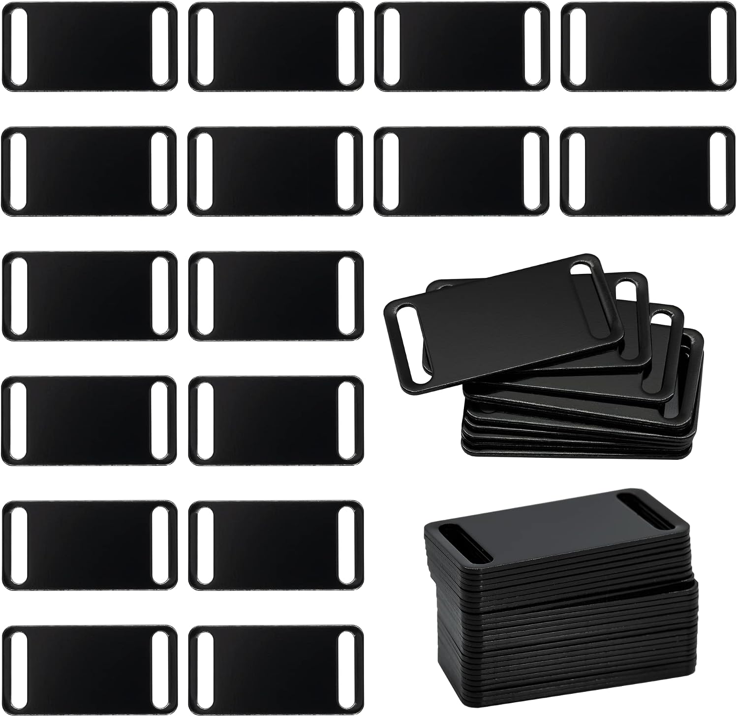 Aluminum Engraving Blanks Tags Stamping Blanks Tags Blank Dog Tag Pet ID Tag 25 Pieces (Black)