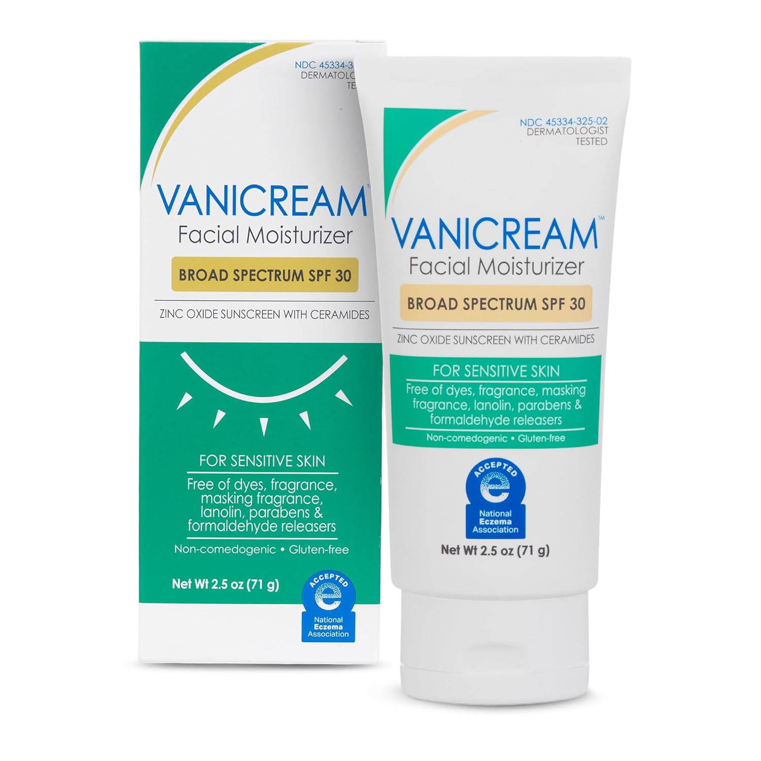 Facial Moisturizer SPF 30, 2.5 Fl Oz, Formulated without Common Irritants for Sensitive Skin, Zinc Oxide Mineral