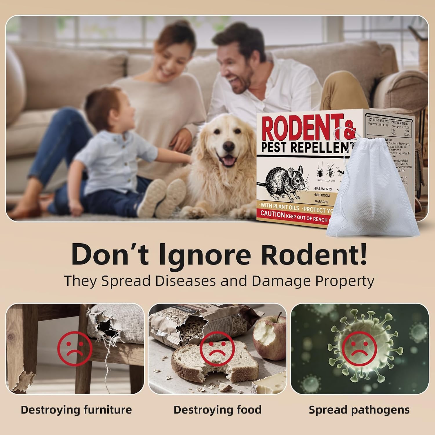 Mouse Repellent 36 Balls, Peppermint Rodent Repellent for Indoor & Outdoor Use, Long-Lasting Safe Mice Deterrent