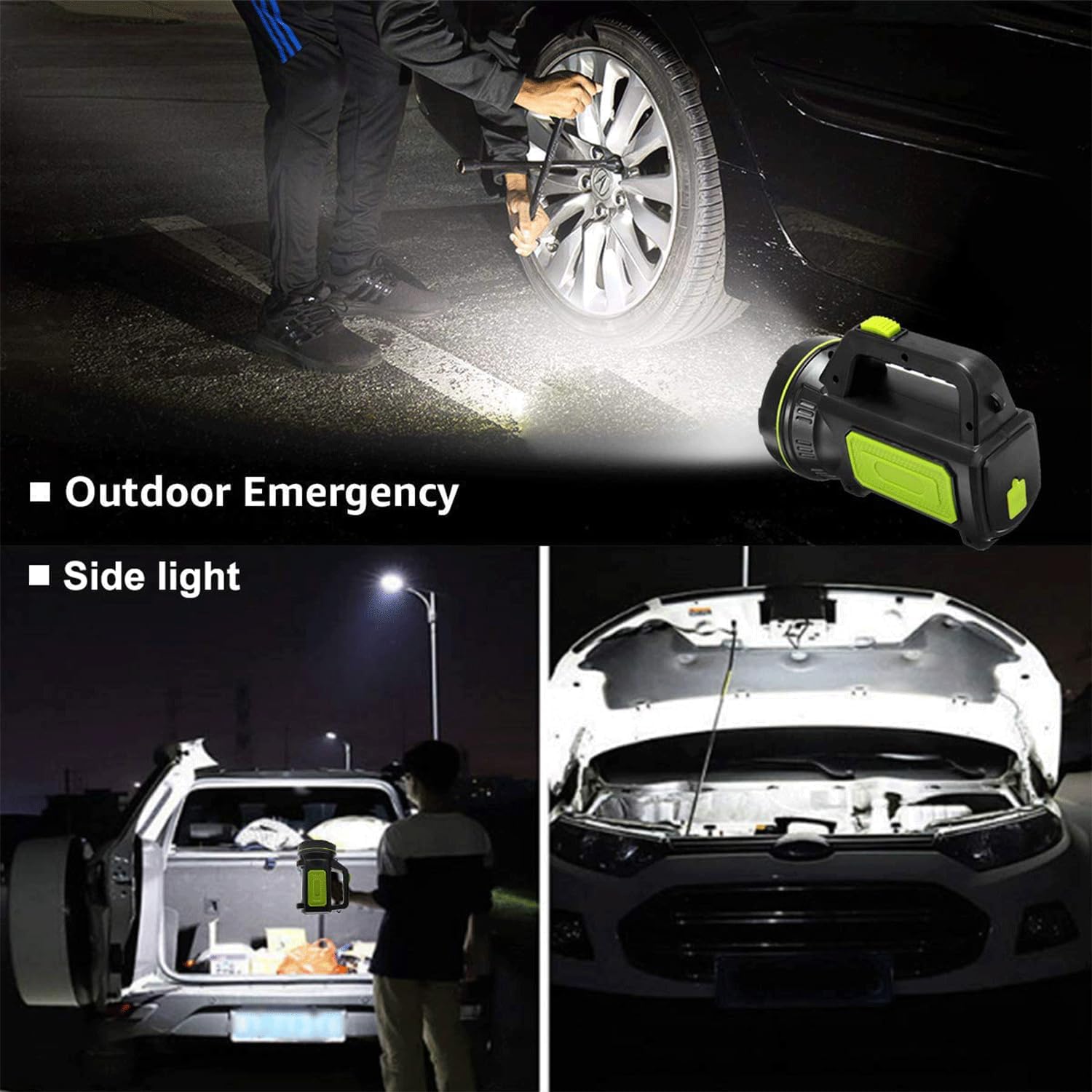 LED Searchlights Handheld Lantern, 13000LM 2 Modes USB Rechargeable LED Flashlights, High Power Outdoors Camping