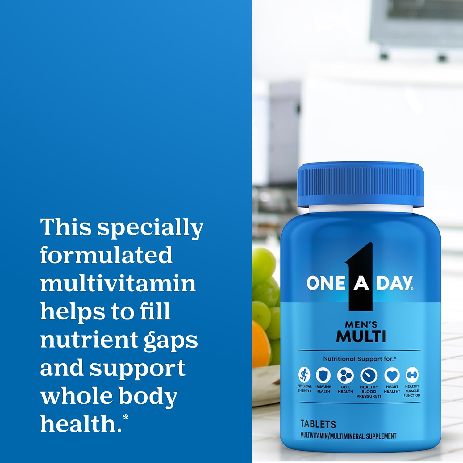Multivitamin for Men - Daily Mens Multivitamins with Vitamin D, Zinc, Folic Acid, and B Vitamins, Physical Energy