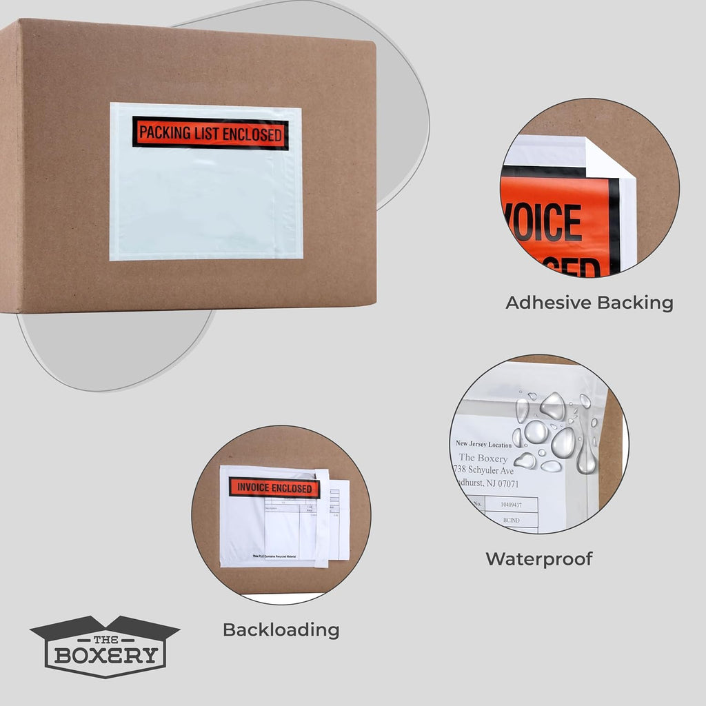 4 ½ x 5 ½” Clear Adhesive Backloading (Full Face) Invoice Enclosed Envelopes, Label Envelopes/Pouches/Shipping Label