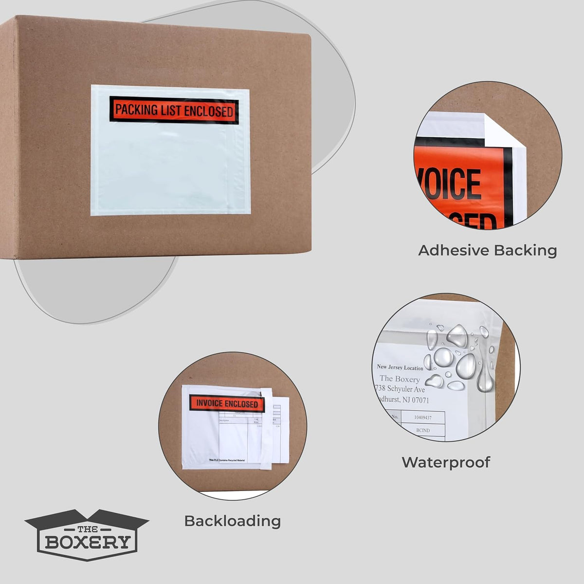 4 ½ x 5 ½” Clear Adhesive Backloading (Full Face) Invoice Enclosed Envelopes, Label Envelopes/Pouches/Shipping Label