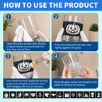 Glass Etching Cream Kit, Create Permanent Matte Frosted Glass Designs, Long‑Lasting Etching Supplies with Stencils