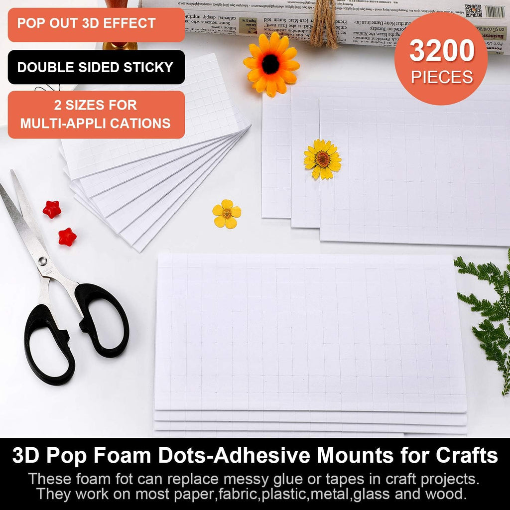 500 Pcs Foam Strips with Adhesive, Dual Sided Foam Tapes, 2 Size