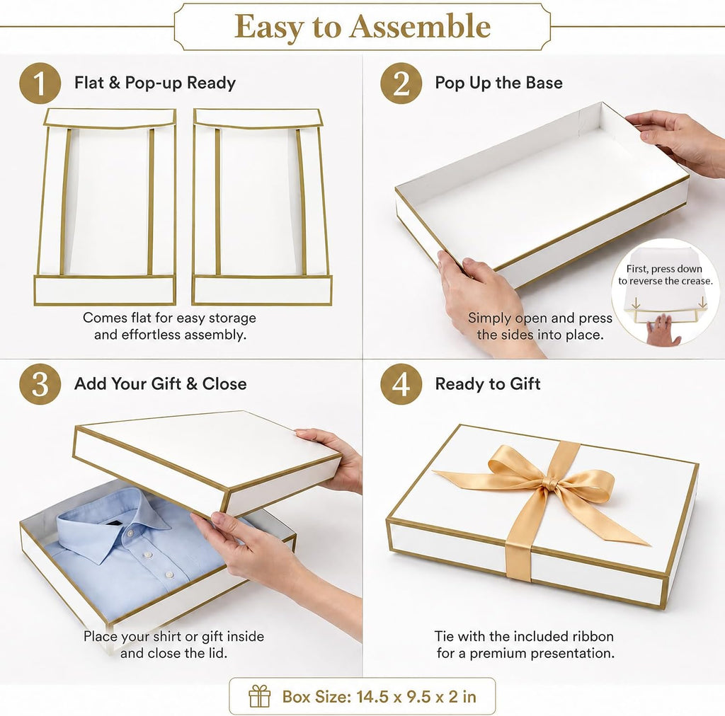 White Gift Boxes with Lids, Shirt Boxes for Gifts, 12 Pack
