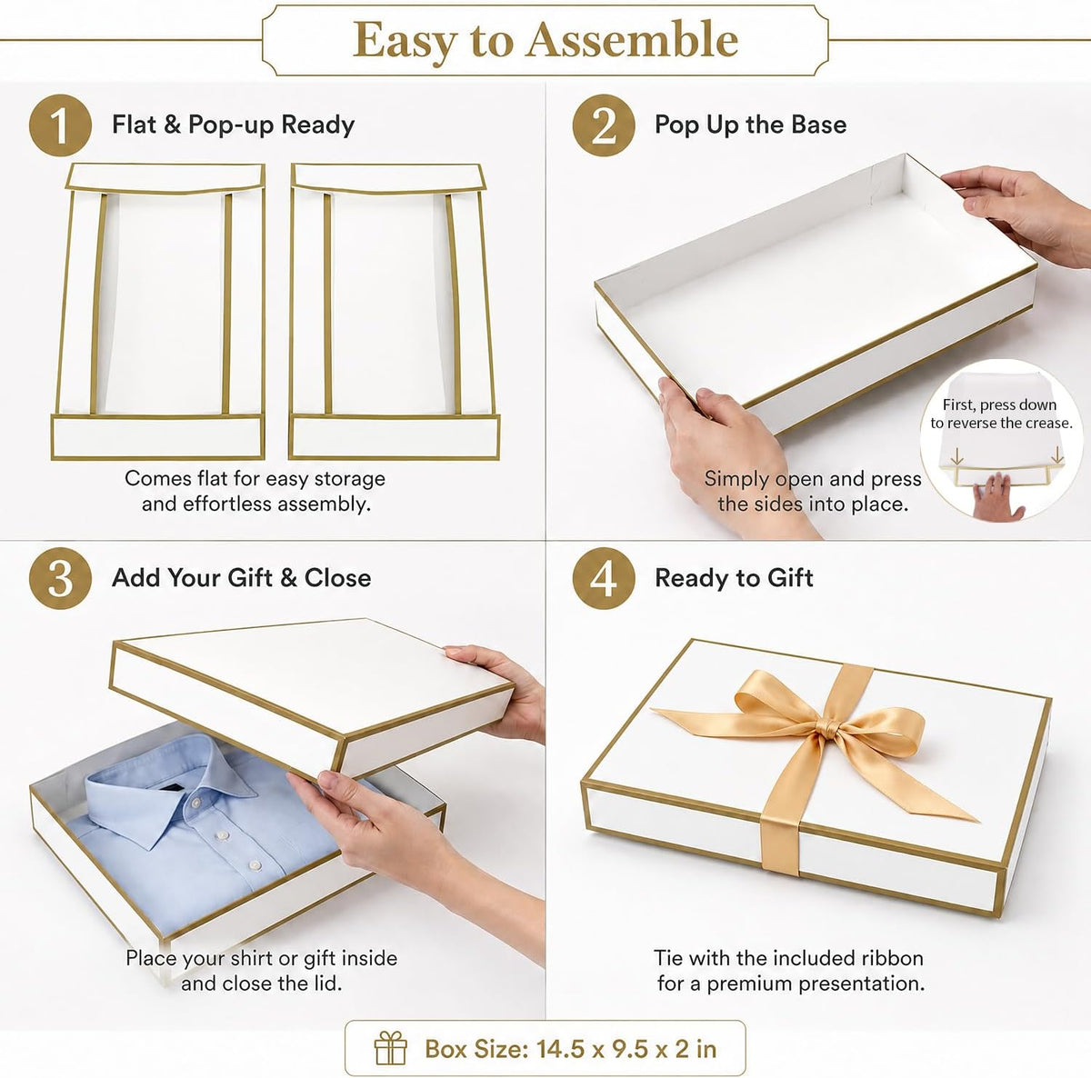 White Gift Boxes with Lids, Shirt Boxes for Gifts, 12 Pack