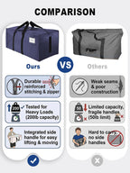 8 Pack 40 Gal Large Strong Moving Bags with Zippers & Carrying Handles - Water-Resistant - Heavy Duty Storage Tote
