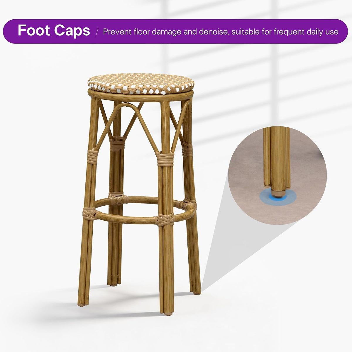 Outdoor Bar Stool Rattan Bamboo Finish Indoor Bar Stools