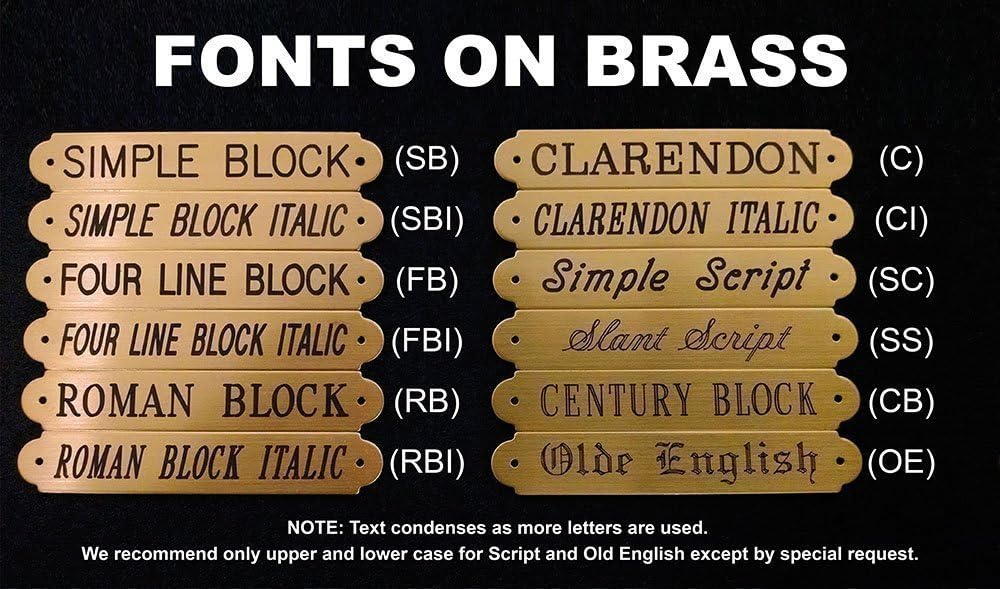 TACK Trunk Plate Solid Brass or Nickel Silver 4" x 1 1/8" Custom Engraved