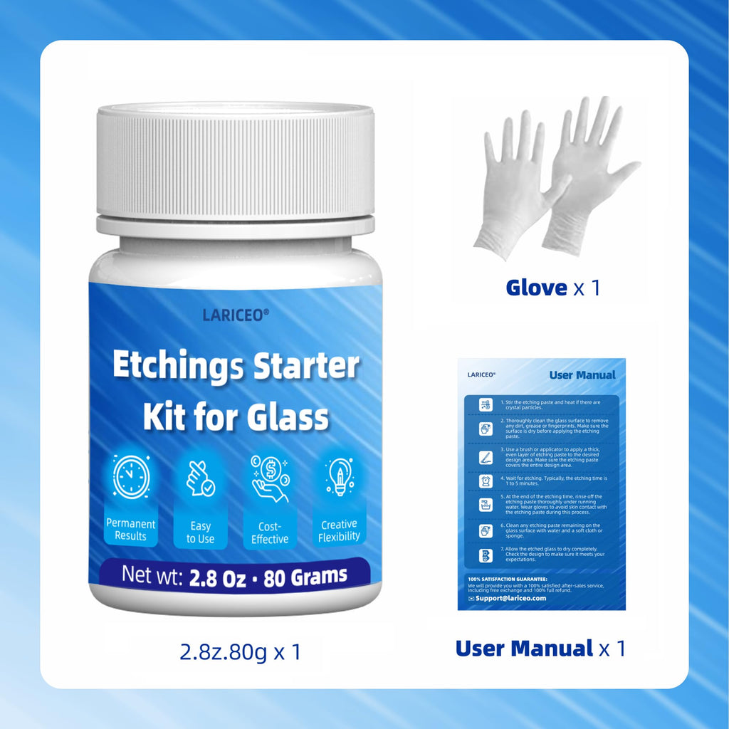 Glass Etching Kit, 2.8 oz, Firm-Grip Stencils, Crisp Matte Finish