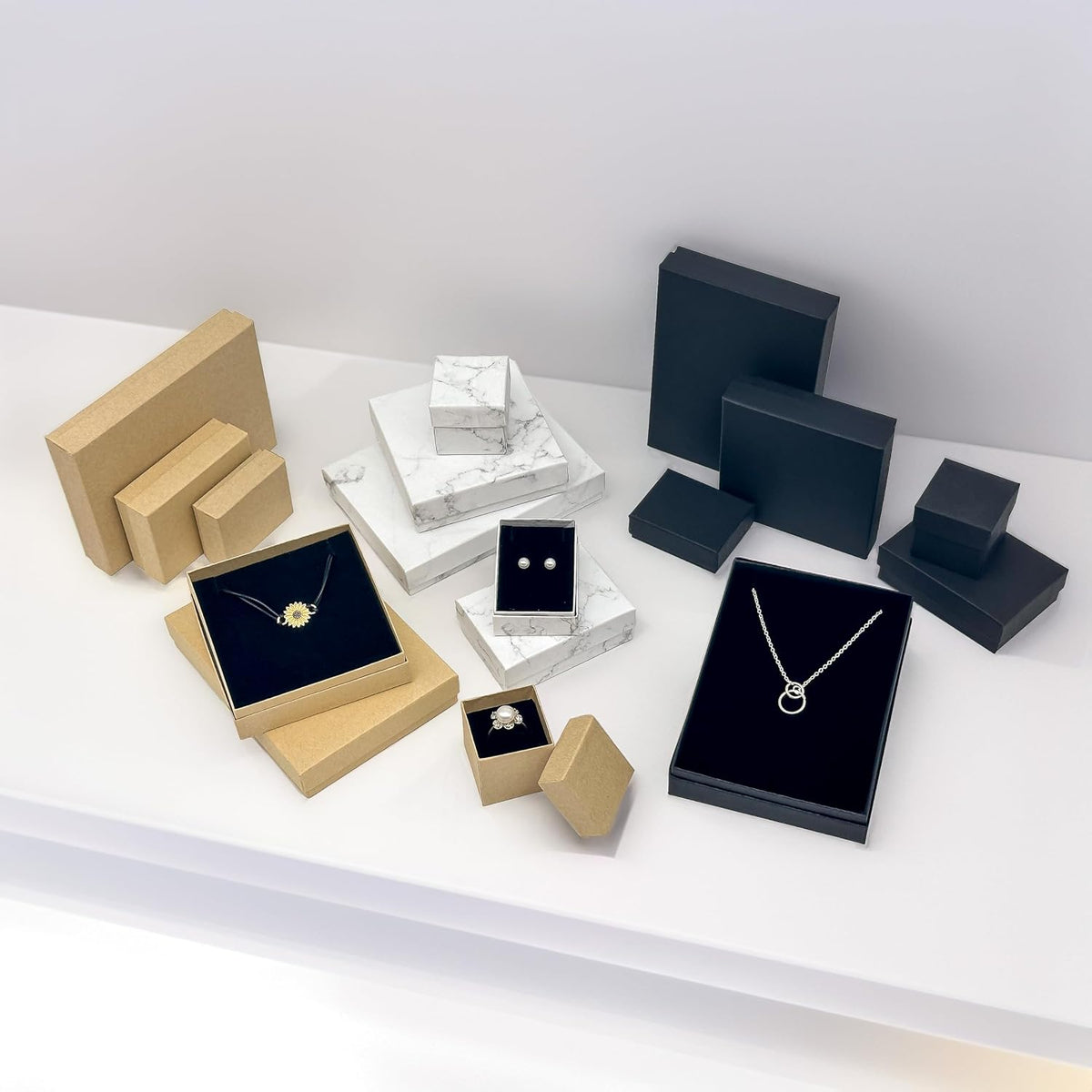 TheDisplayGuys 24-pack Cardboard Gift Boxes w. Velvet Jewelry Insert & Lids