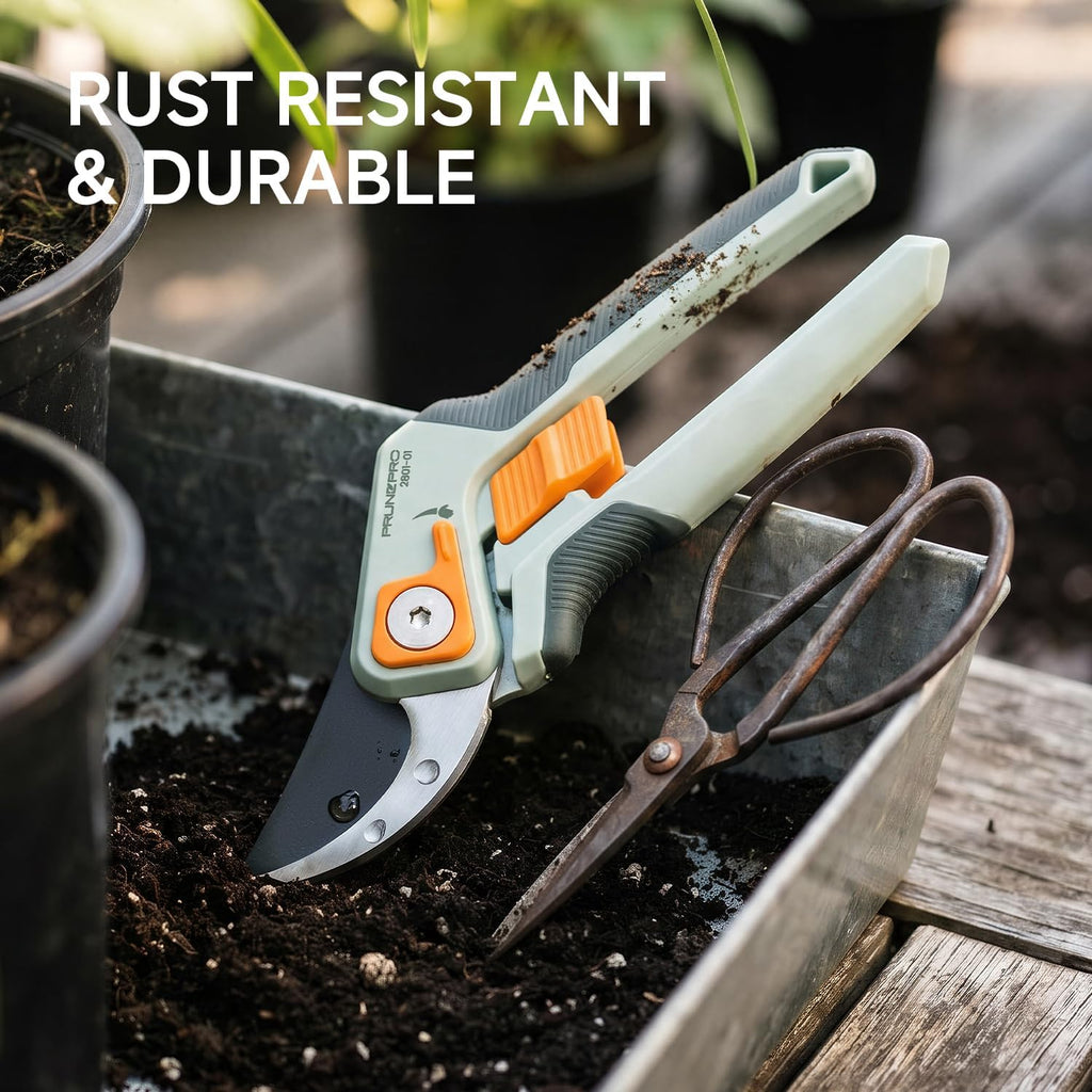 Pruning Shears Loppers Set - Adjustable Bypass Hand Pruner Sharp German Stainless Steel Teflon Coating Garden