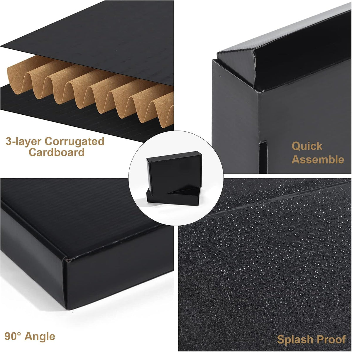 9x6x2 Black Small Shipping Boxes, 20 Packs Corrugated Cardboard Mailer Boxes for Packaging Small Business Mailing