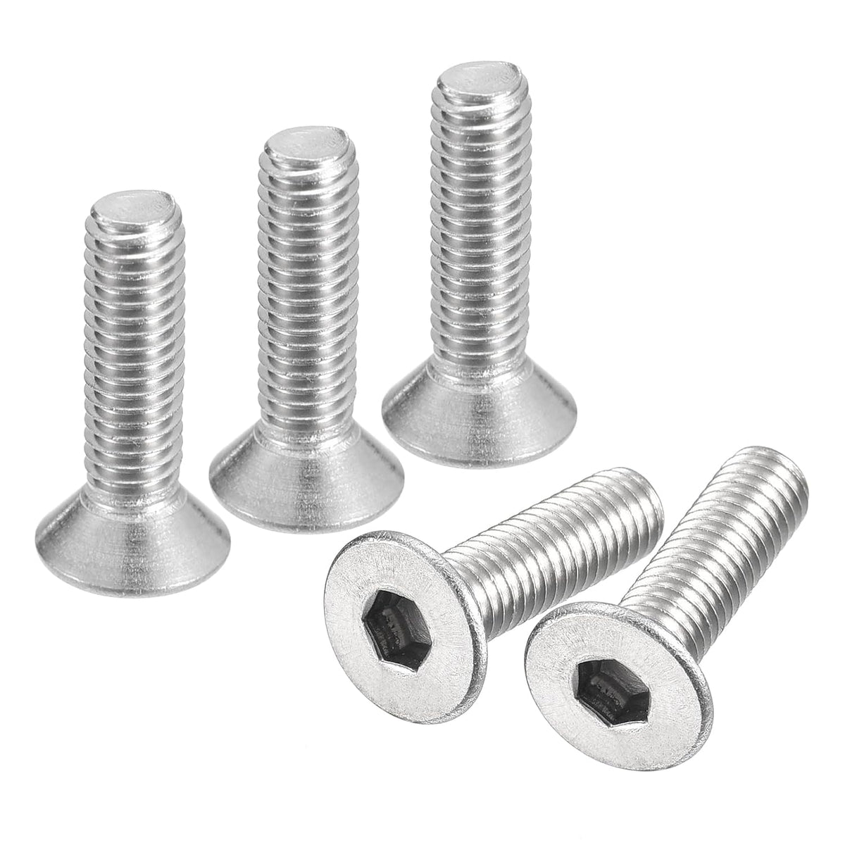 uxcell #10-32x3/4 Flat Countersunk Head Socket Cap Screws, 20Pcs 304 Stainless Steel Hex Socket Flat Head Screws, Full Thread, Countersunk Bolts