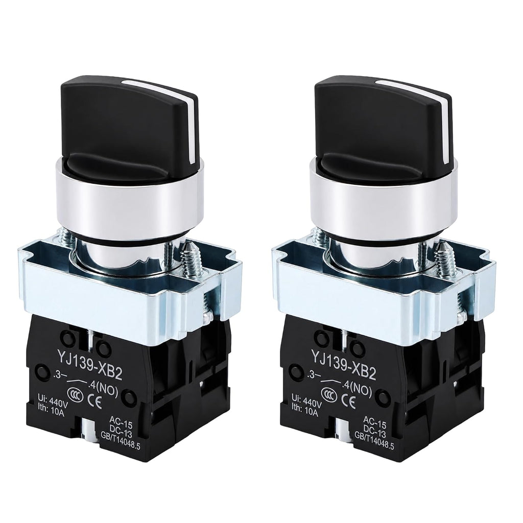 STARELO 22mm 3-Position Maintained Selector Switch 2NO 440V 2PCS