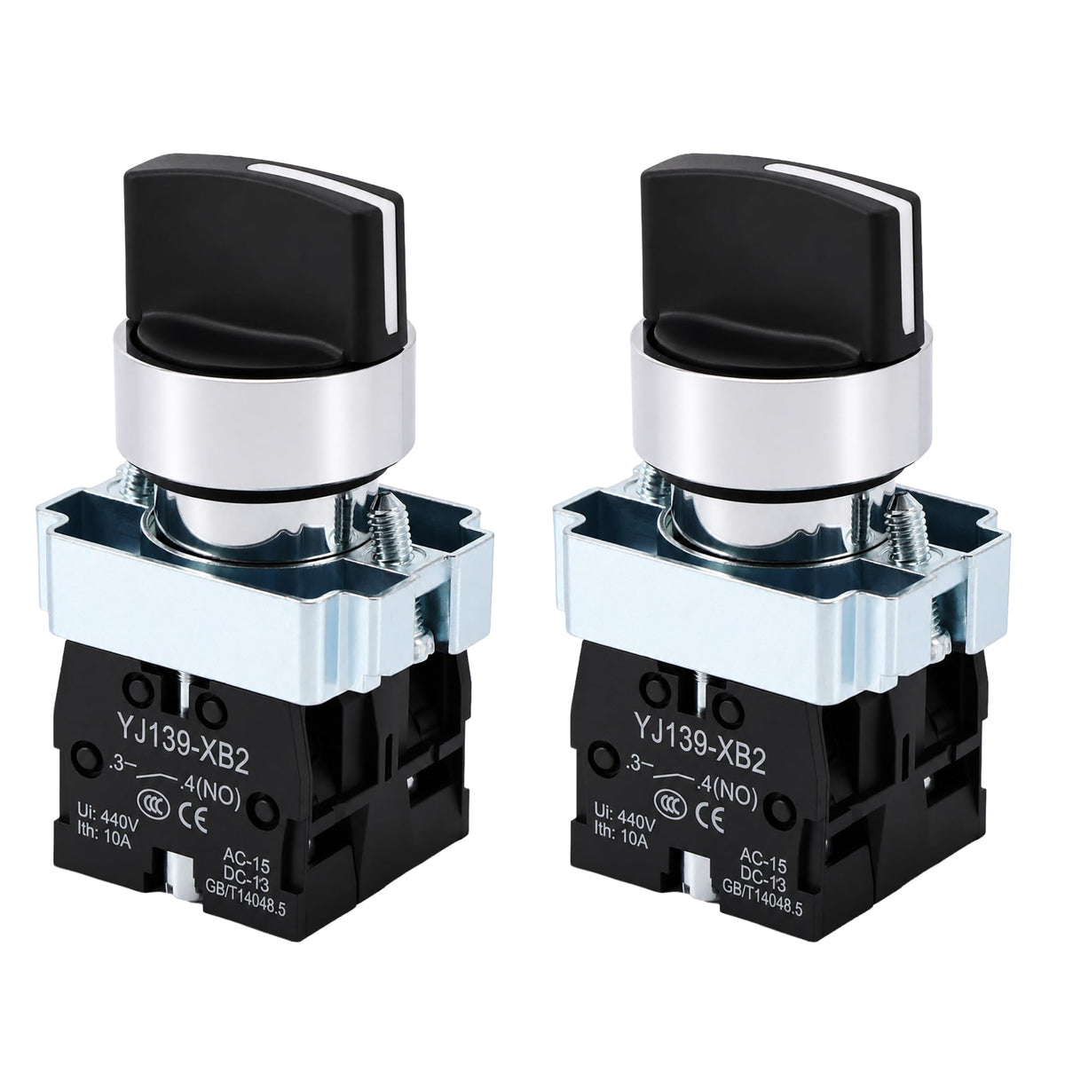 STARELO 22mm 3-Position Momentary Selector Switch 2NO 440V 2PCS