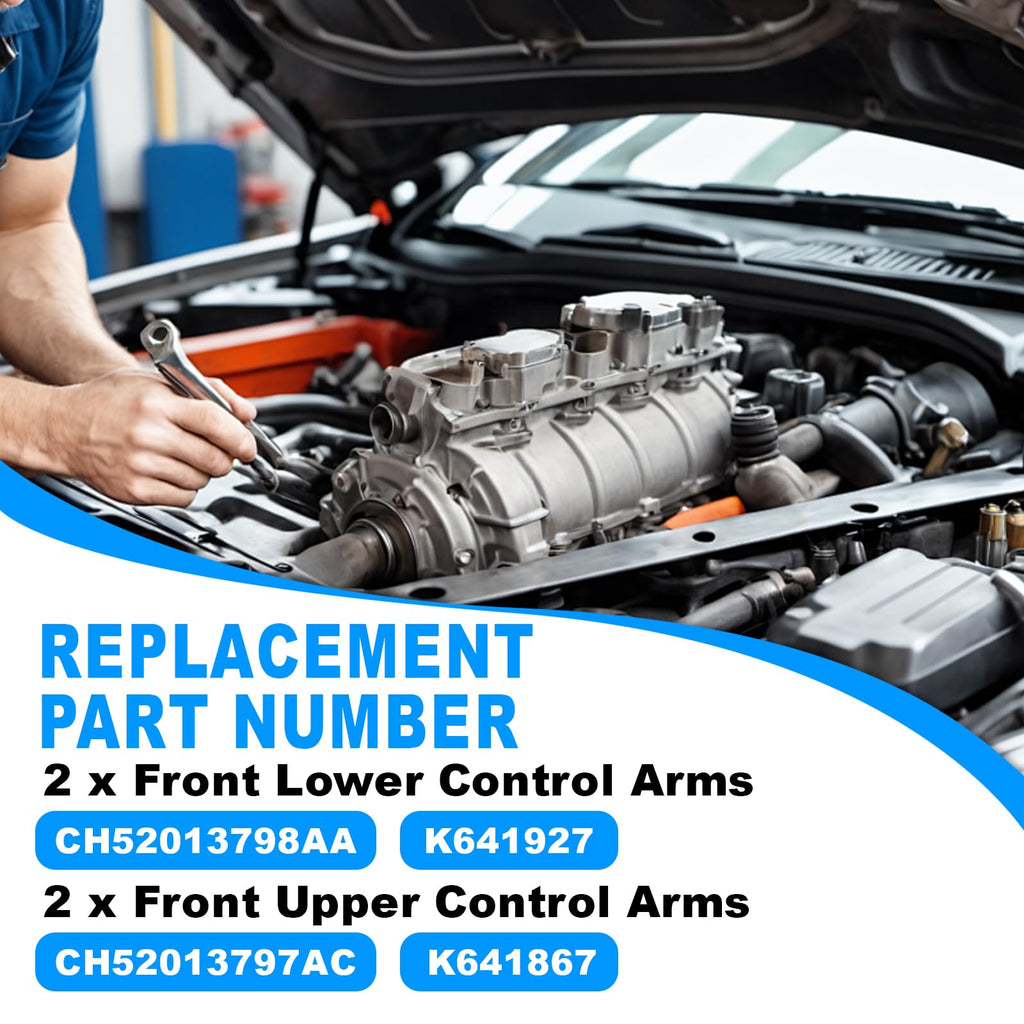 4pc Front Upper Lower Control Arm Kit Compatible with Dodge Ram 1500 2500