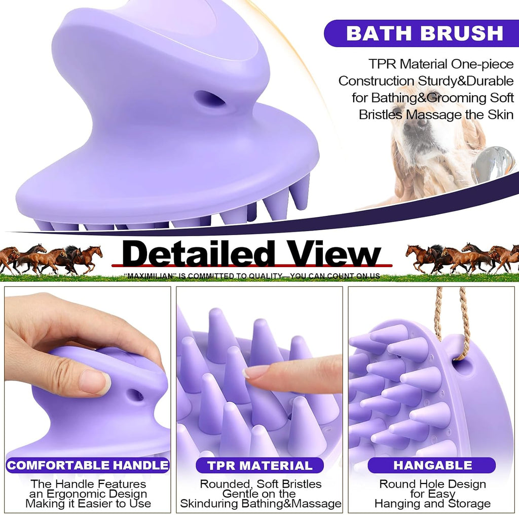 Purple Horse Curry Comb Horse Brush for Shedding&Bathing&Massage