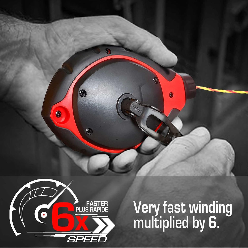 Chalk Line Tool, 100ft Chalk Box with 6:1 Gear Ratio & Construction String Line, Carpenter Tools for Framers