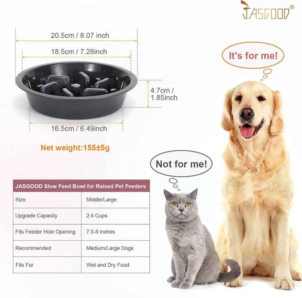 Dog Slow Feeder Bowl - Reduce Slip Puzzle Bowl for Elevated Pet Feeders - Interactive Bloat Stop Dog Dishes - Dark