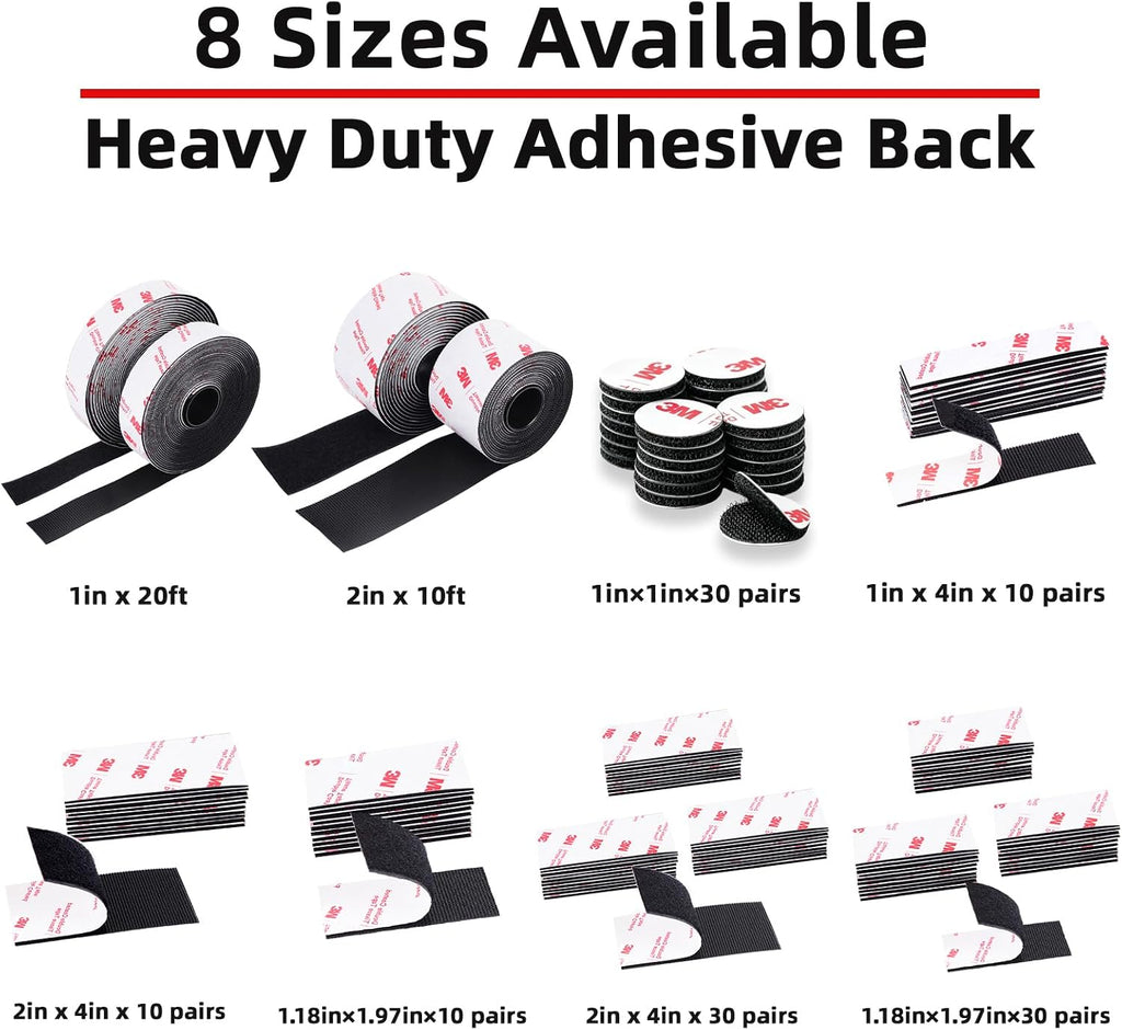 Hook and Loop Tape 1in x 20ft, Mounting Tape Heavy Duty Adhesion