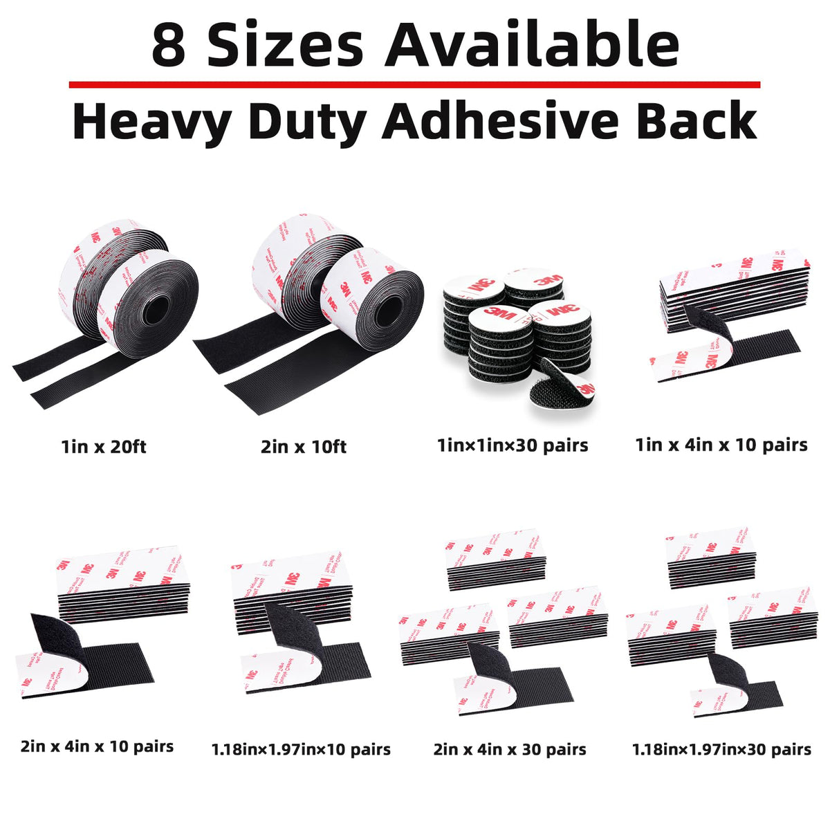 Hook and Loop Tape 1.2in x 2in 10 Pairs, Mounting Tape Heavy Duty Adhesion