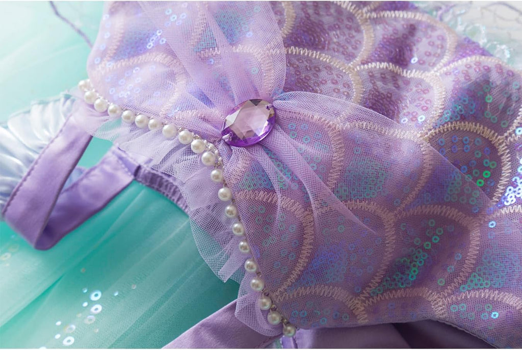 Girls Mermaid Dress Little Mermaid Costume Princess Sequin Sling Tutu Dress for Toddler Kids Birthday Party