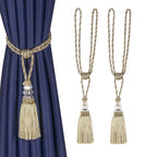 2 Pack Curtain Tiebacks Hand-Woven Holdbacks Tassels Tiebacks