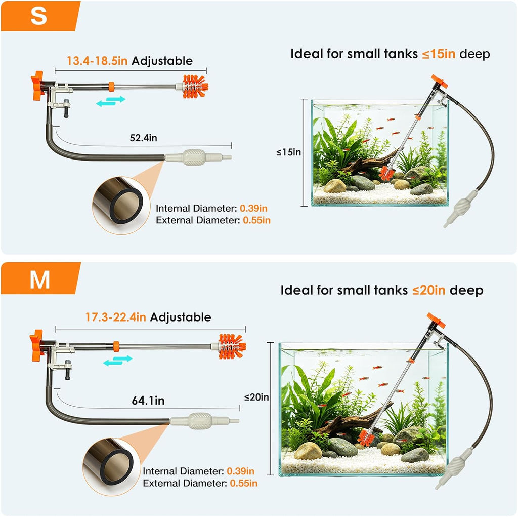 Aquarium Siphon Gravel Cleaner Manual Water Changer Kit, Small