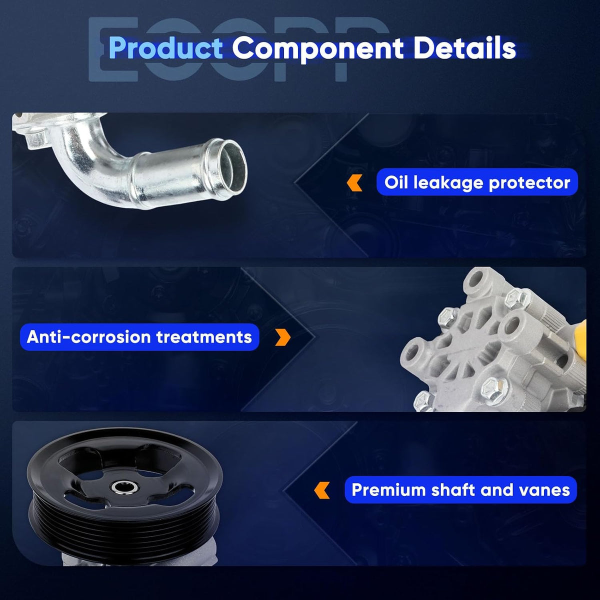 ECCPP Power Steering Pump fit for TOYOTA for CAMRY 2002 2003 2004 2005 2006 2007 2008 2009 2.4L l4 Replace # 21-5245 Power Assist Pump Assembly