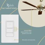 TOPGREENER 3-Speed Ceiling Fan Wall Switch, Single-Pole, White, 1 Pack