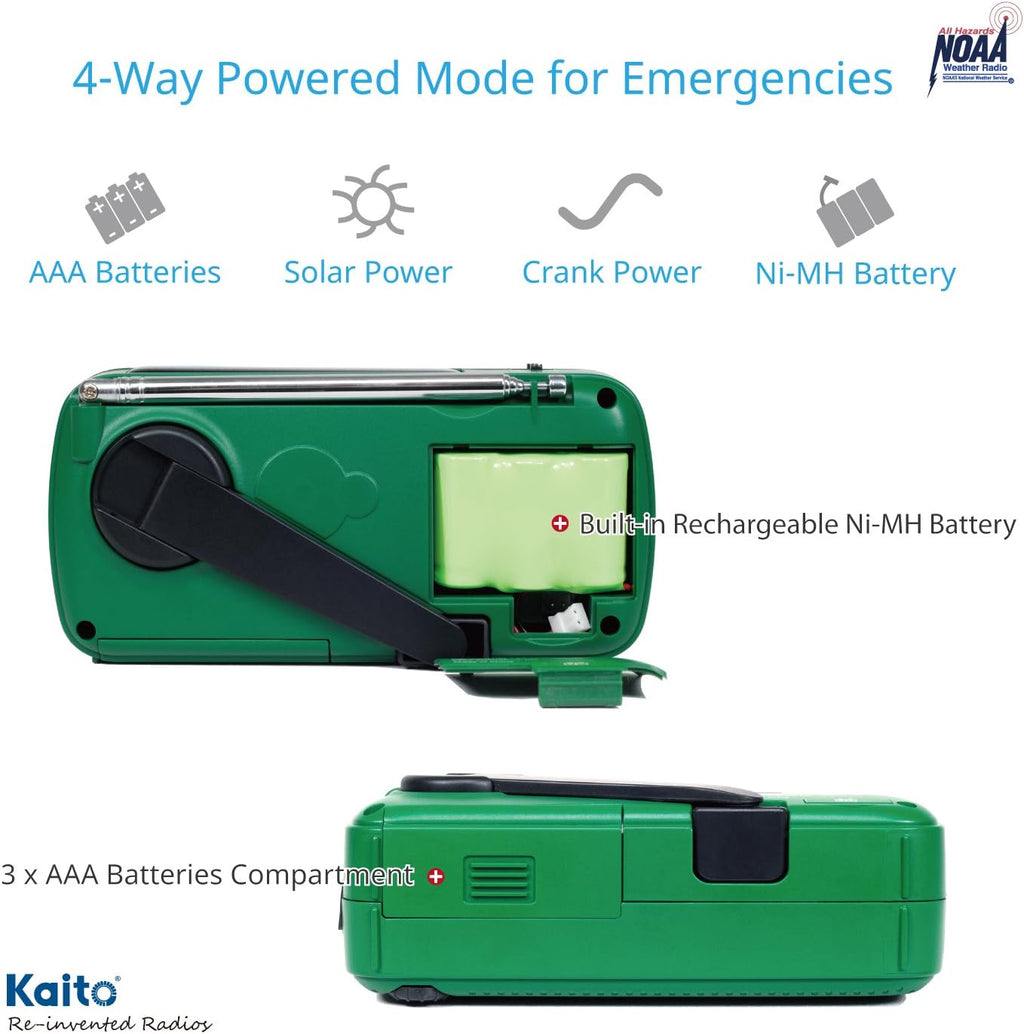 Best NOAA Portable Solar/Hand Crank AM/FM, Shortwave & NOAA Weather Emergency Radio with USB Cell Phone Charger & LED