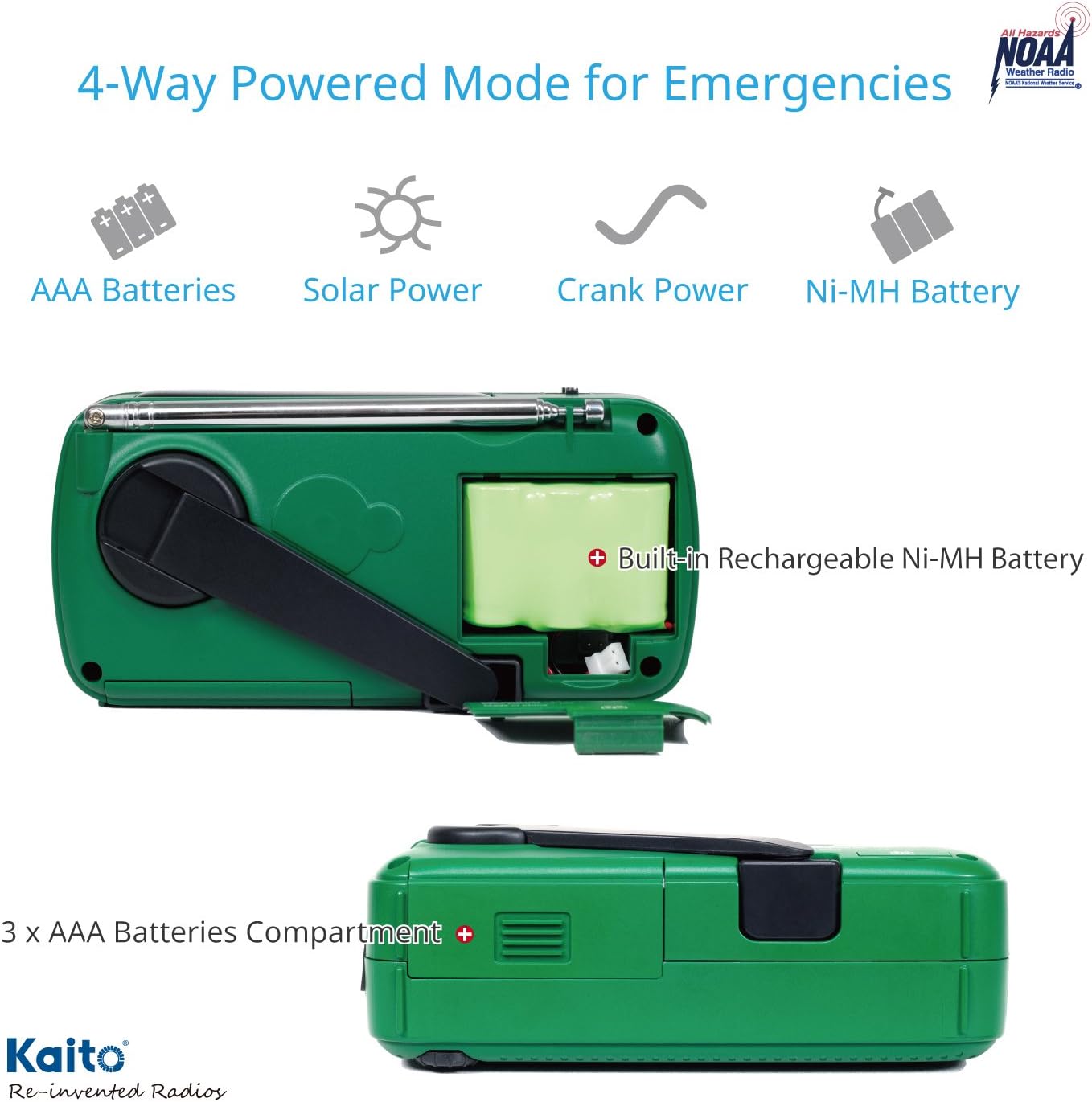 Best NOAA Portable Solar/Hand Crank AM/FM, Shortwave & NOAA Weather Emergency Radio with USB Cell Phone Charger & LED