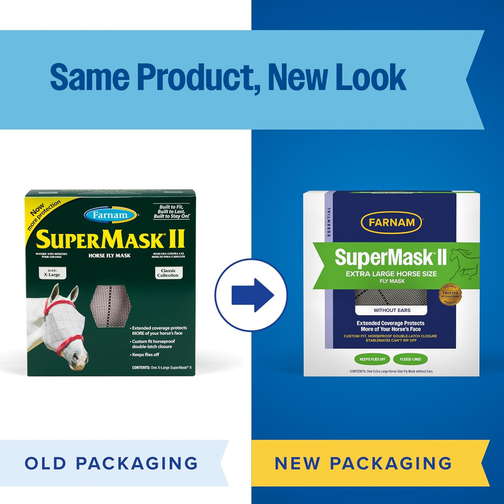 SuperMask II Horse Fly Mask Without Ears, Protects Eyes, XL Size