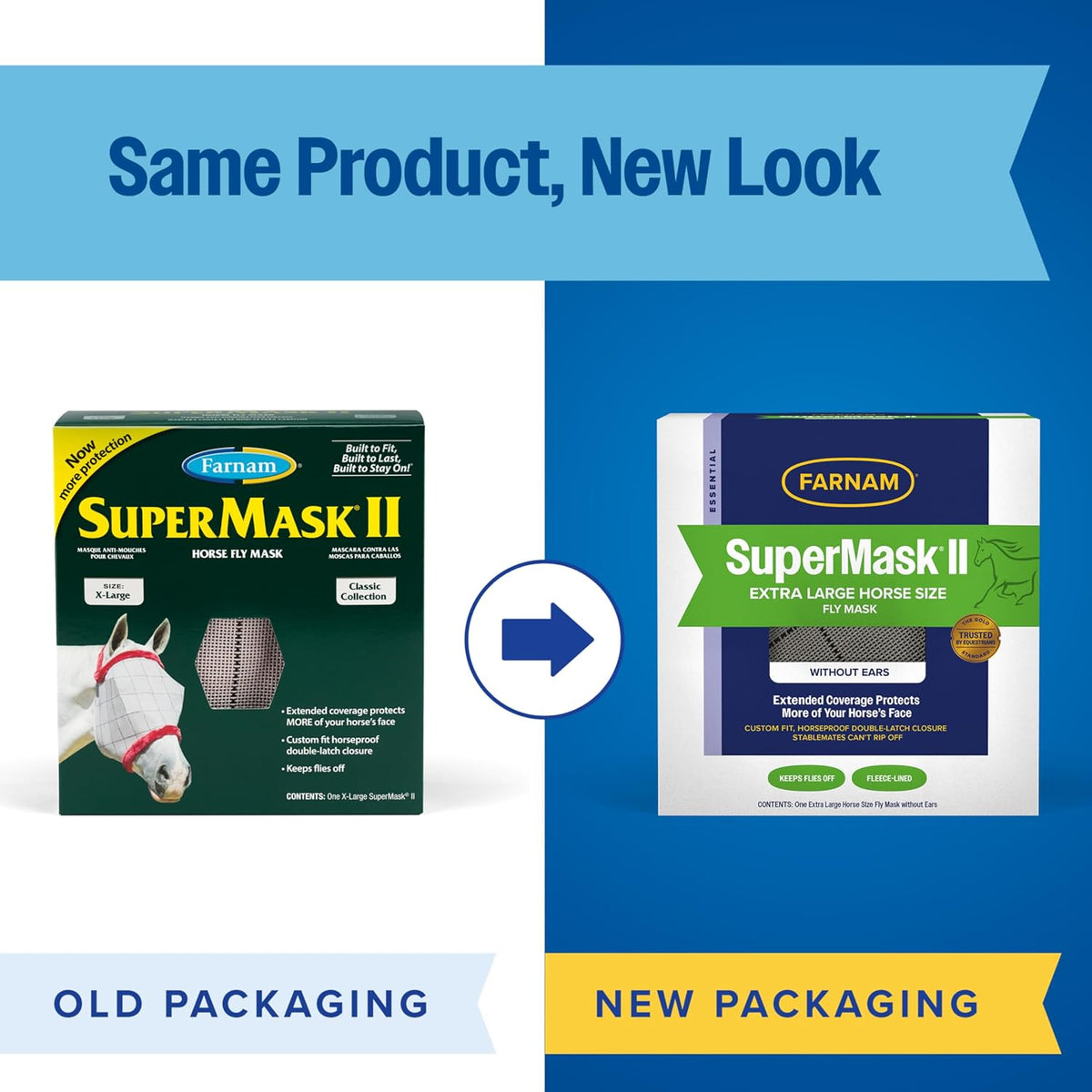 SuperMask II Horse Fly Mask Without Ears, Protects Eyes, XL Size