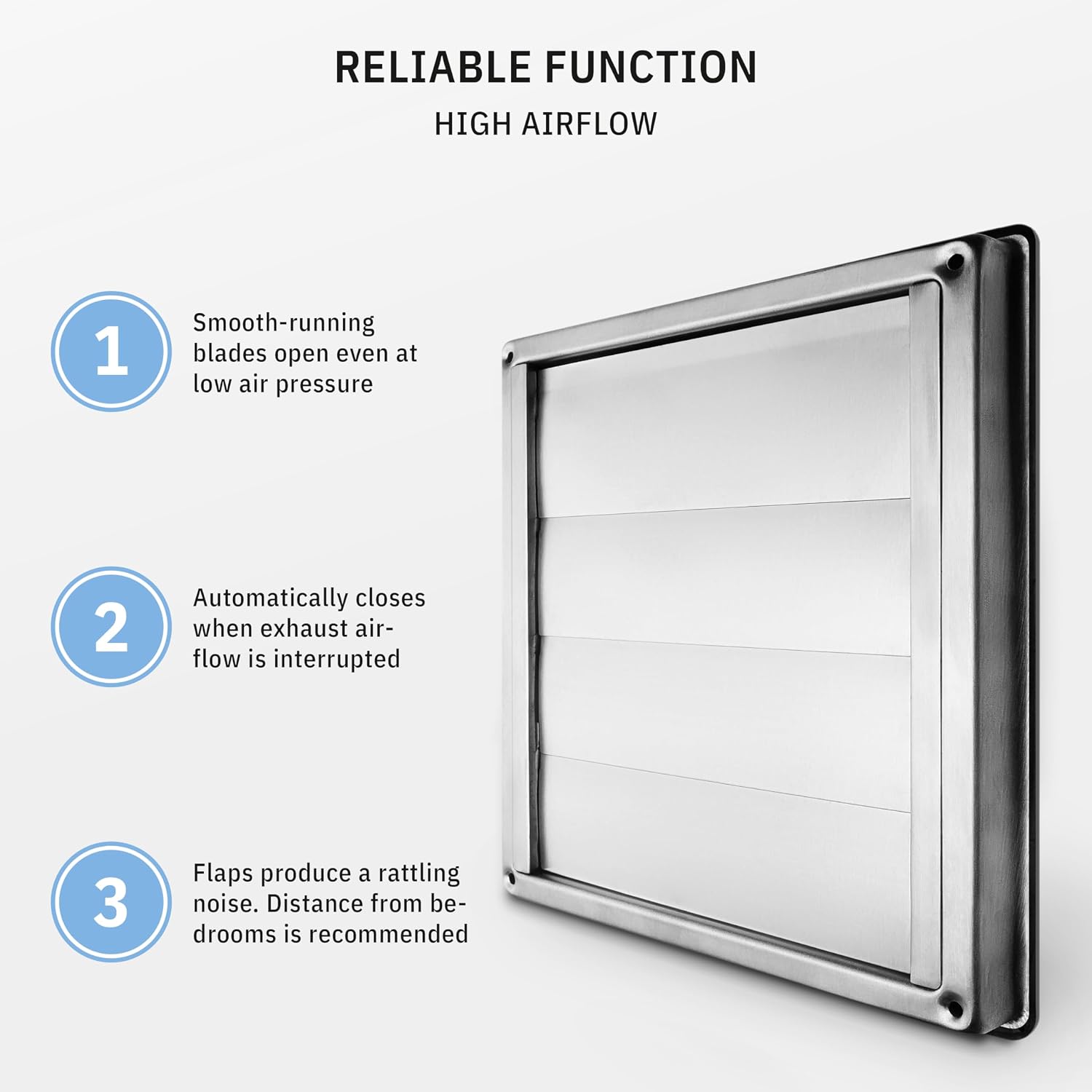 VKE 6" Inch Dryer Vent Cover – Outdoor Stainless Steel Grille with Moving Flaps – Fits Only with Metal Ducts for HVAC