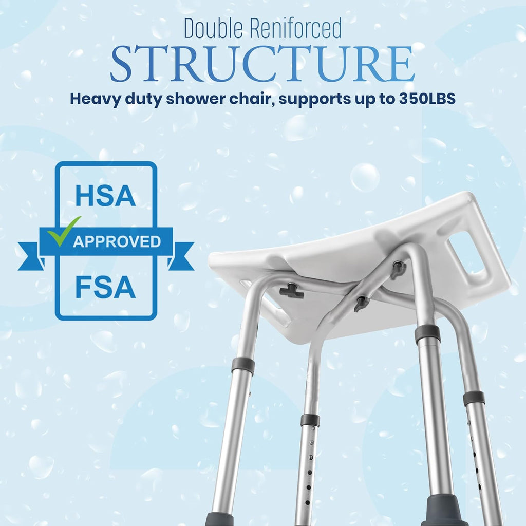 Dr.Kays Shower Chair for Inside Bathroom 350 lbs Shower Stool with Adjustable Height, Portable Heavy-Duty Bath Bench