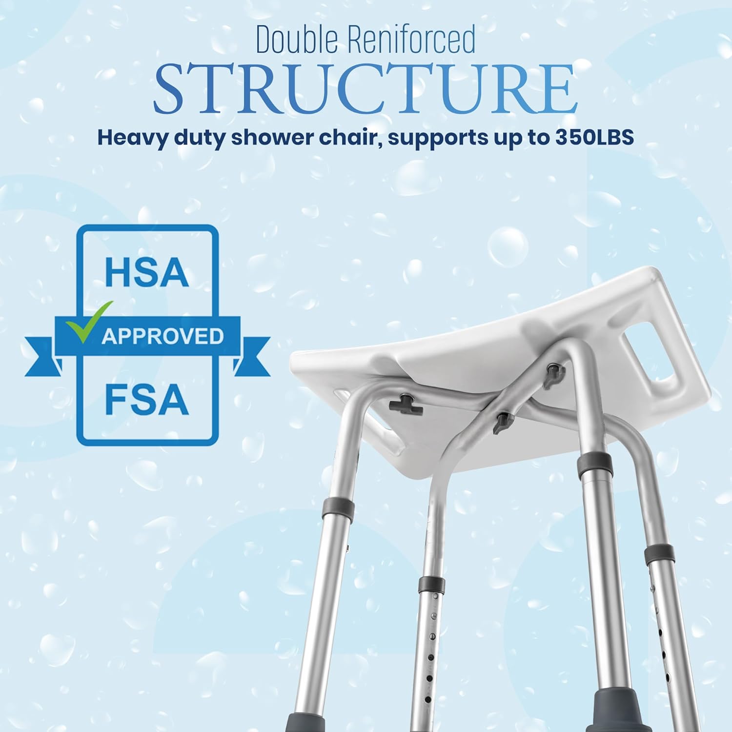 Dr.Kays Shower Chair for Inside Bathroom 350 lbs Shower Stool with Adjustable Height, Portable Heavy-Duty Bath Bench