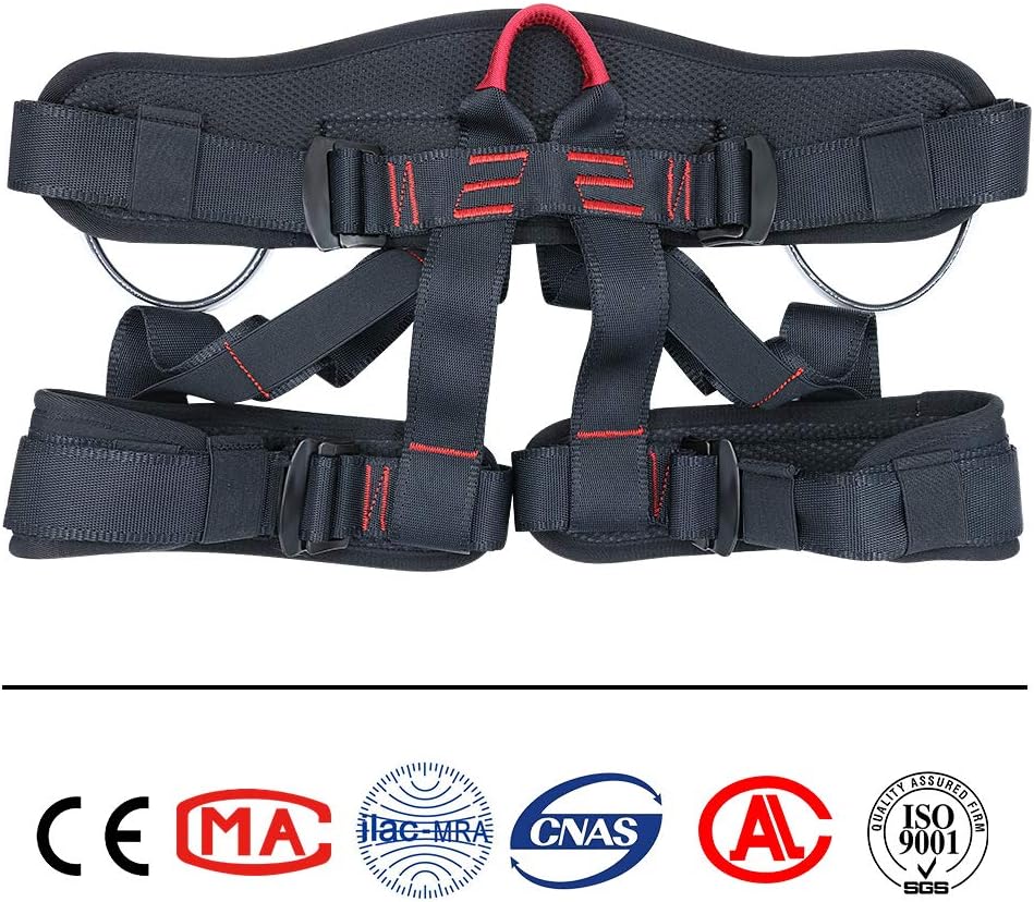 Climbing Harness, Protect Waist Safety Harness Gear, Wider Half Body Harness for Roofing Fire Rescuing Rock Climbing