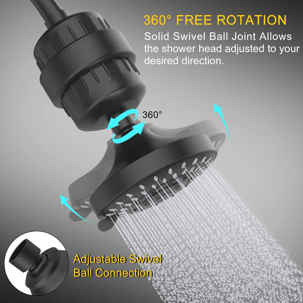 Shower Head with Shower Filter, Filtered Shower Head for Hard Water