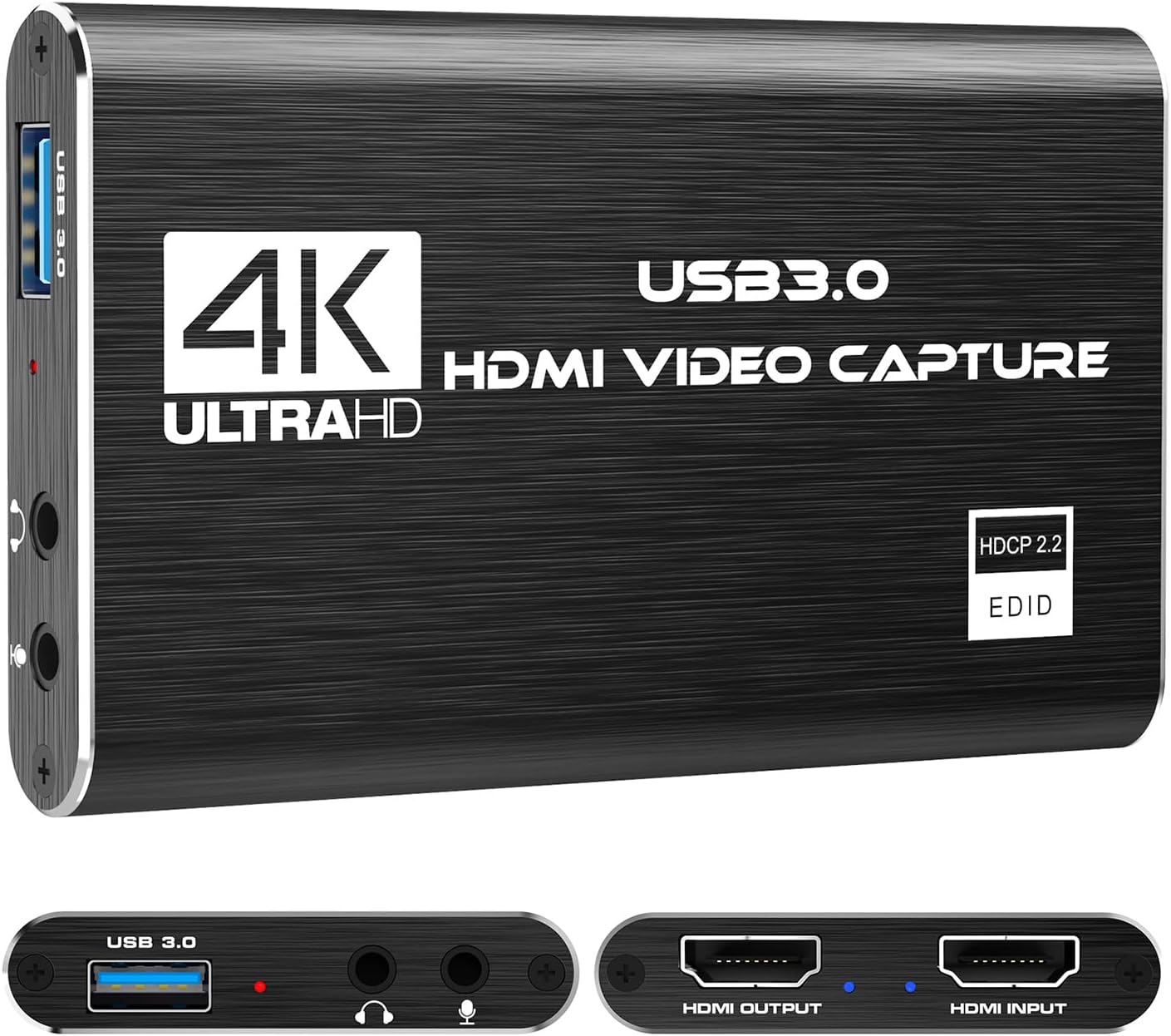 Video Capture Card, 4K HDMI Audio Capture Card Video Recorder with Mic and HDMI Loop-Out for Gaming/Live