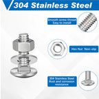 25 Sets 3/8-16 x 1 Carriage Bolts and Nuts Kit,Silver